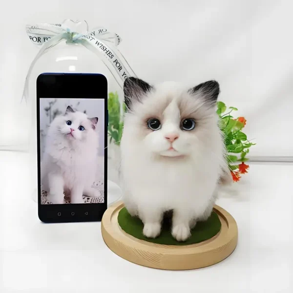 Custom Wool Felt Mini Full Body Pet Figurine with Display Doom