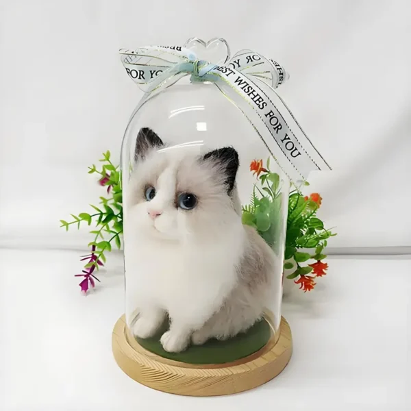 Custom Wool Felt Mini Full Body Pet Figurine with Display Doom - Image 2