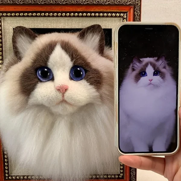 Needle Felted Framed Pet Portrait for Cat