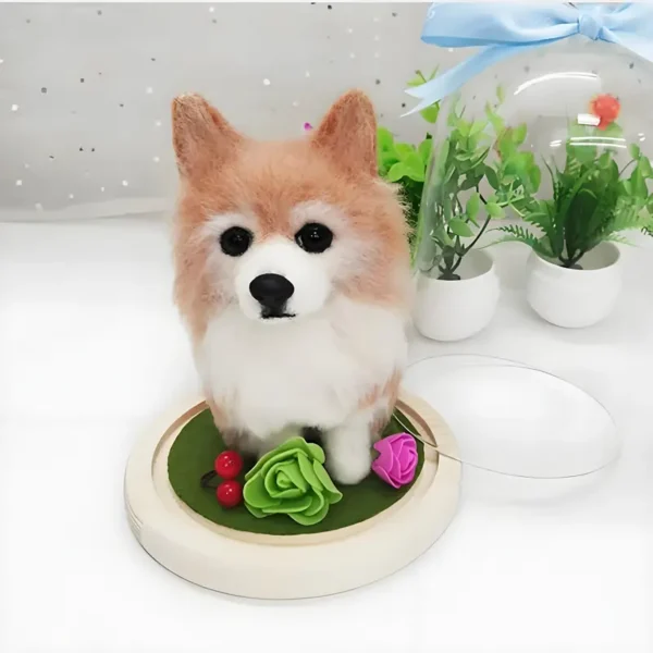 Custom Wool Felt Mini Full Body Pet Figurine with Display Doom - Image 5